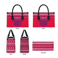 Nepal Christmas Leather Bag with Red-Blue Design, National Emblem, and Snowflake Motif - Wonder Print Shop