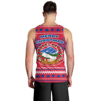 Nepal Christmas Men Tank Top with Red-Blue Design, National Emblem, and Snowflake Motif - Wonder Print Shop