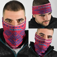 Nepal Christmas Neck Gaiter with Red-Blue Design, National Emblem, and Snowflake Motif - Wonder Print Shop