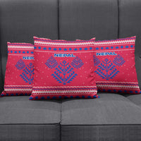 Nepal Christmas Pillow Cover with Red-Blue Design, National Emblem, and Snowflake Motif - Wonder Print Shop