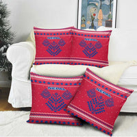Nepal Christmas Pillow Cover with Red-Blue Design, National Emblem, and Snowflake Motif - Wonder Print Shop