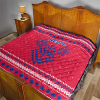Nepal Christmas Quilt with Red-Blue Design, National Emblem, and Snowflake Motif - Wonder Print Shop