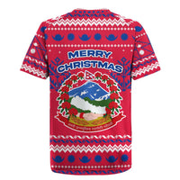 Nepal Christmas Rugby Jersey with Red-Blue Design, National Emblem, and Snowflake Motif - Wonder Print Shop