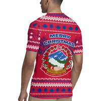 Nepal Christmas Rugby Jersey with Red-Blue Design, National Emblem, and Snowflake Motif - Wonder Print Shop