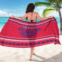 Nepal Christmas Sarong with Red-Blue Design, National Emblem, and Snowflake Motif - Wonder Print Shop