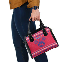 Nepal Christmas Shoulder Handbag with Red-Blue Design, National Emblem, and Snowflake Motif - Wonder Print Shop