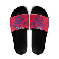 Nepal Christmas Slide Sandals with Red-Blue Design, National Emblem, and Snowflake Motif - Wonder Print Shop