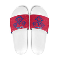 Nepal Christmas Slide Sandals with Red-Blue Design, National Emblem, and Snowflake Motif - Wonder Print Shop