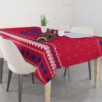 Nepal Christmas Tablecloth with Red-Blue Design, National Emblem, and Snowflake Motif - Wonder Print Shop