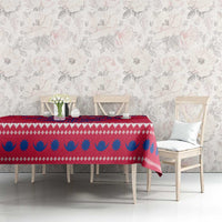 Nepal Christmas Tablecloth with Red-Blue Design, National Emblem, and Snowflake Motif - Wonder Print Shop