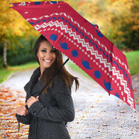 Nepal Christmas Umbrella with Red-Blue Design, National Emblem, and Snowflake Motif - Wonder Print Shop
