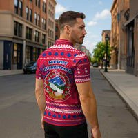 Nepal Christmas Zipper Polo Shirt with Red-Blue Design, National Emblem, and Snowflake Motif - Wonder Print Shop