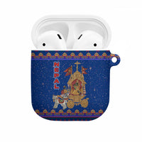 Nepal Christmas AirPods Case with Blue-Red Pattern, Hindu Chariot Scene, and Om Symbol Motif - Wonder Print Shop