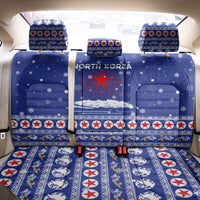 North Korea Christmas Back Car Seat Cover with Blue Pattern, Red Star, and Snowy Mountain Motif - Wonder Print Shop