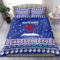 North Korea Christmas Bedding Set with Blue Pattern, Red Star, and Snowy Mountain Motif - Wonder Print Shop
