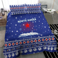 North Korea Christmas Bedding Set with Blue Pattern, Red Star, and Snowy Mountain Motif - Wonder Print Shop