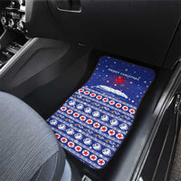 North Korea Christmas Car Mats with Blue Pattern, Red Star, and Snowy Mountain Motif - Wonder Print Shop