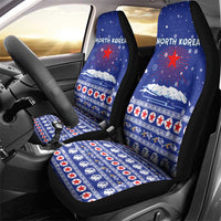 North Korea Christmas Car Seat Cover with Blue Pattern, Red Star, and Snowy Mountain Motif - Wonder Print Shop