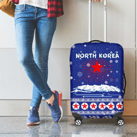 North Korea Christmas Luggage Cover with Blue Pattern, Red Star, and Snowy Mountain Motif - Wonder Print Shop
