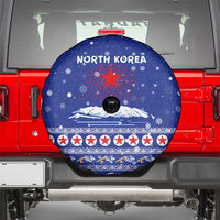 North Korea Christmas Spare Tire Cover with Blue Pattern, Red Star, and Snowy Mountain Motif - Wonder Print Shop