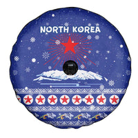 North Korea Christmas Spare Tire Cover with Blue Pattern, Red Star, and Snowy Mountain Motif - Wonder Print Shop