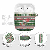 North Korea Christmas AirPods Case with Green-Red Design, National Emblem, and Festive Snowflake Motif - Wonder Print Shop