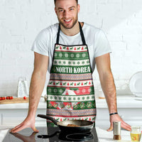 North Korea Christmas Apron with Green-Red Design, National Emblem, and Festive Snowflake Motif - Wonder Print Shop