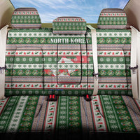 North Korea Christmas Back Car Seat Cover with Green-Red Design, National Emblem, and Festive Snowflake Motif - Wonder Print Shop