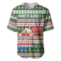 North Korea Christmas Baseball Jersey with Green-Red Design, National Emblem, and Festive Snowflake Motif - Wonder Print Shop