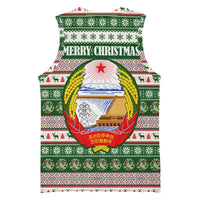 North Korea Christmas Basketball Jersey with Green-Red Design, National Emblem, and Festive Snowflake Motif - Wonder Print Shop