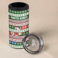 North Korea Christmas 4 in 1 Can Cooler Tumbler with Green-Red Design, National Emblem, and Festive Snowflake Motif - Wonder Print Shop