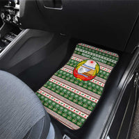 North Korea Christmas Car Mats with Green-Red Design, National Emblem, and Festive Snowflake Motif - Wonder Print Shop