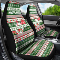 North Korea Christmas Car Seat Cover with Green-Red Design, National Emblem, and Festive Snowflake Motif - Wonder Print Shop