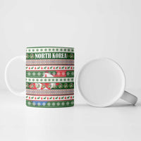 North Korea Christmas Ceramic Mug with Green-Red Design, National Emblem, and Festive Snowflake Motif - Wonder Print Shop