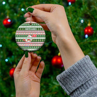 North Korea Christmas Ceramic Ornament with Green-Red Design, National Emblem, and Festive Snowflake Motif - Wonder Print Shop