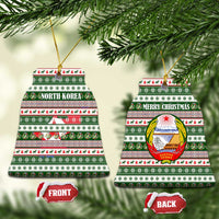 North Korea Christmas Ceramic Ornament with Green-Red Design, National Emblem, and Festive Snowflake Motif - Wonder Print Shop