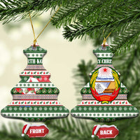 North Korea Christmas Ceramic Ornament with Green-Red Design, National Emblem, and Festive Snowflake Motif - Wonder Print Shop