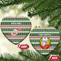North Korea Christmas Ceramic Ornament with Green-Red Design, National Emblem, and Festive Snowflake Motif - Wonder Print Shop