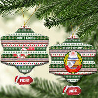 North Korea Christmas Ceramic Ornament with Green-Red Design, National Emblem, and Festive Snowflake Motif - Wonder Print Shop