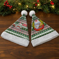North Korea Christmas Santa Hat with Green-Red Design, National Emblem, and Festive Snowflake Motif - Wonder Print Shop