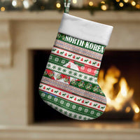 North Korea Christmas Stocking with Green-Red Design, National Emblem, and Festive Snowflake Motif - Wonder Print Shop