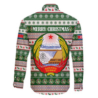 North Korea Christmas Family Matching Off The Shoulder Long Sleeve Dress and Hawaiian Shirt with Green-Red Design, National Emblem, and Festive Snowflake Motif - Wonder Print Shop