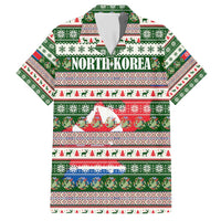 North Korea Christmas Family Matching Short Sleeve Bodycon Dress and Hawaiian Shirt with Green-Red Design, National Emblem, and Festive Snowflake Motif - Wonder Print Shop
