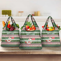 North Korea Christmas Grocery Bag with Green-Red Design, National Emblem, and Festive Snowflake Motif - Wonder Print Shop