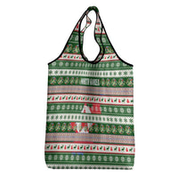 North Korea Christmas Grocery Bag with Green-Red Design, National Emblem, and Festive Snowflake Motif - Wonder Print Shop