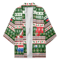 North Korea Christmas Kimono with Green-Red Design, National Emblem, and Festive Snowflake Motif - Wonder Print Shop