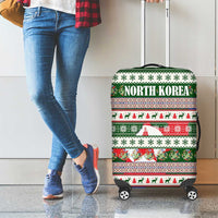 North Korea Christmas Luggage Cover with Green-Red Design, National Emblem, and Festive Snowflake Motif - Wonder Print Shop