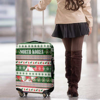 North Korea Christmas Luggage Cover with Green-Red Design, National Emblem, and Festive Snowflake Motif - Wonder Print Shop
