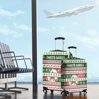North Korea Christmas Luggage Cover with Green-Red Design, National Emblem, and Festive Snowflake Motif - Wonder Print Shop