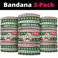 North Korea Christmas Neck Gaiter with Green-Red Design, National Emblem, and Festive Snowflake Motif - Wonder Print Shop